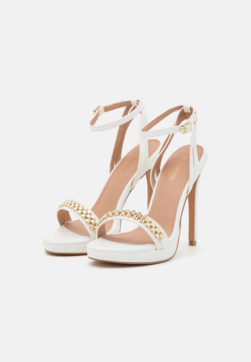 EVEN & ODD WHITE CHAIN DETAIL PLATFORM SANDAL
