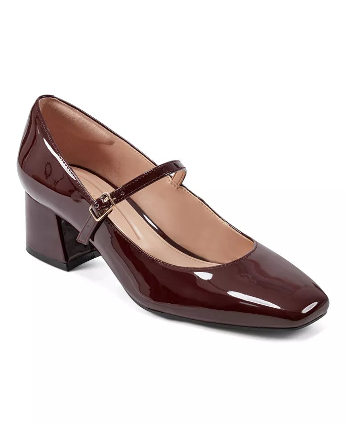 Easy Spirit Patent Leather Maryjane Block Heel Pump in Burgundy