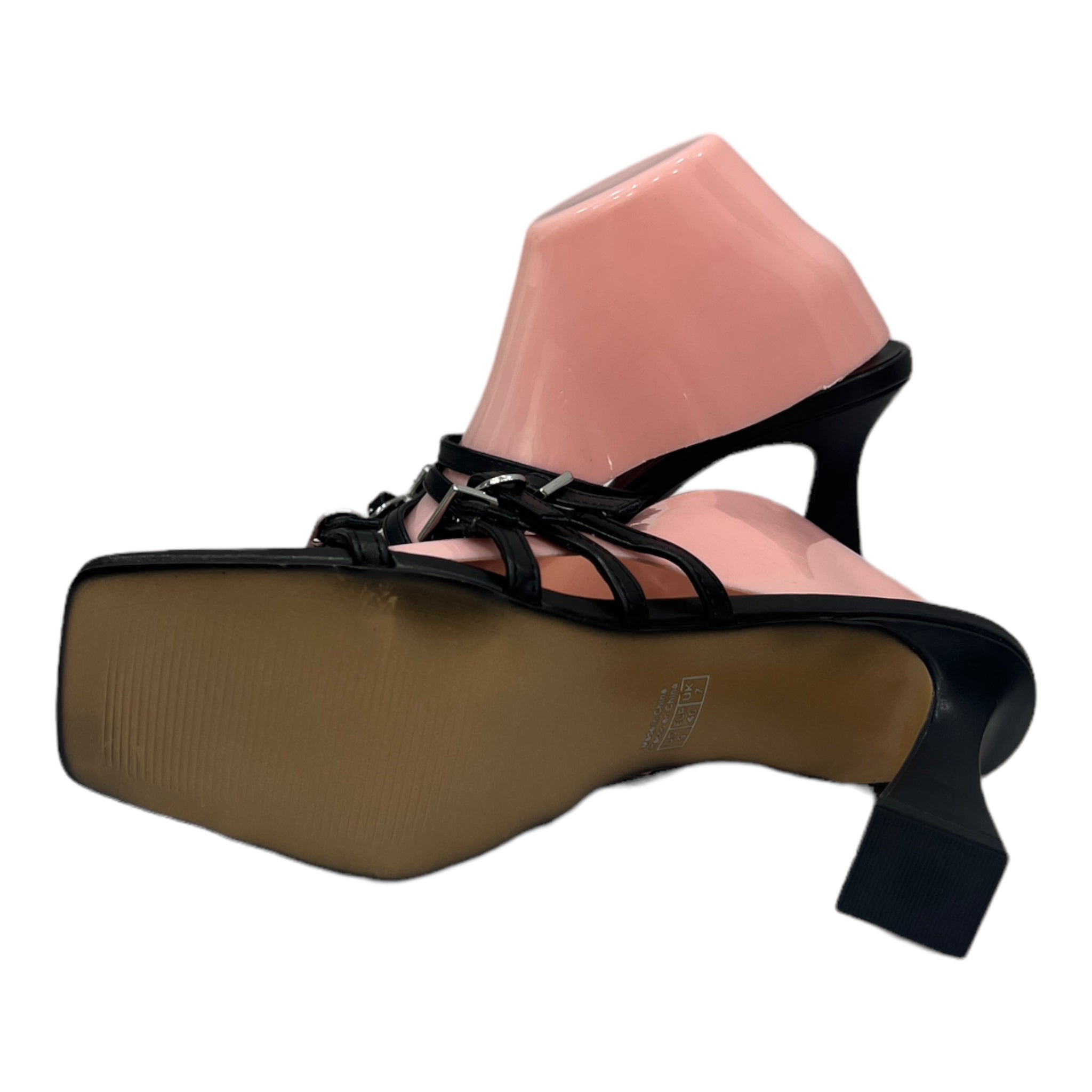 CALL IT SPRING BLACK MULTI STRAP BUCKLE DETAIL MULE