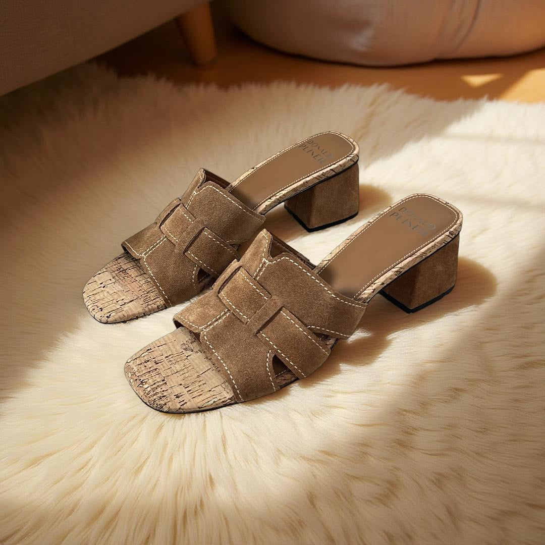 Donald Pliner Suede Block Heel Mule in Brown