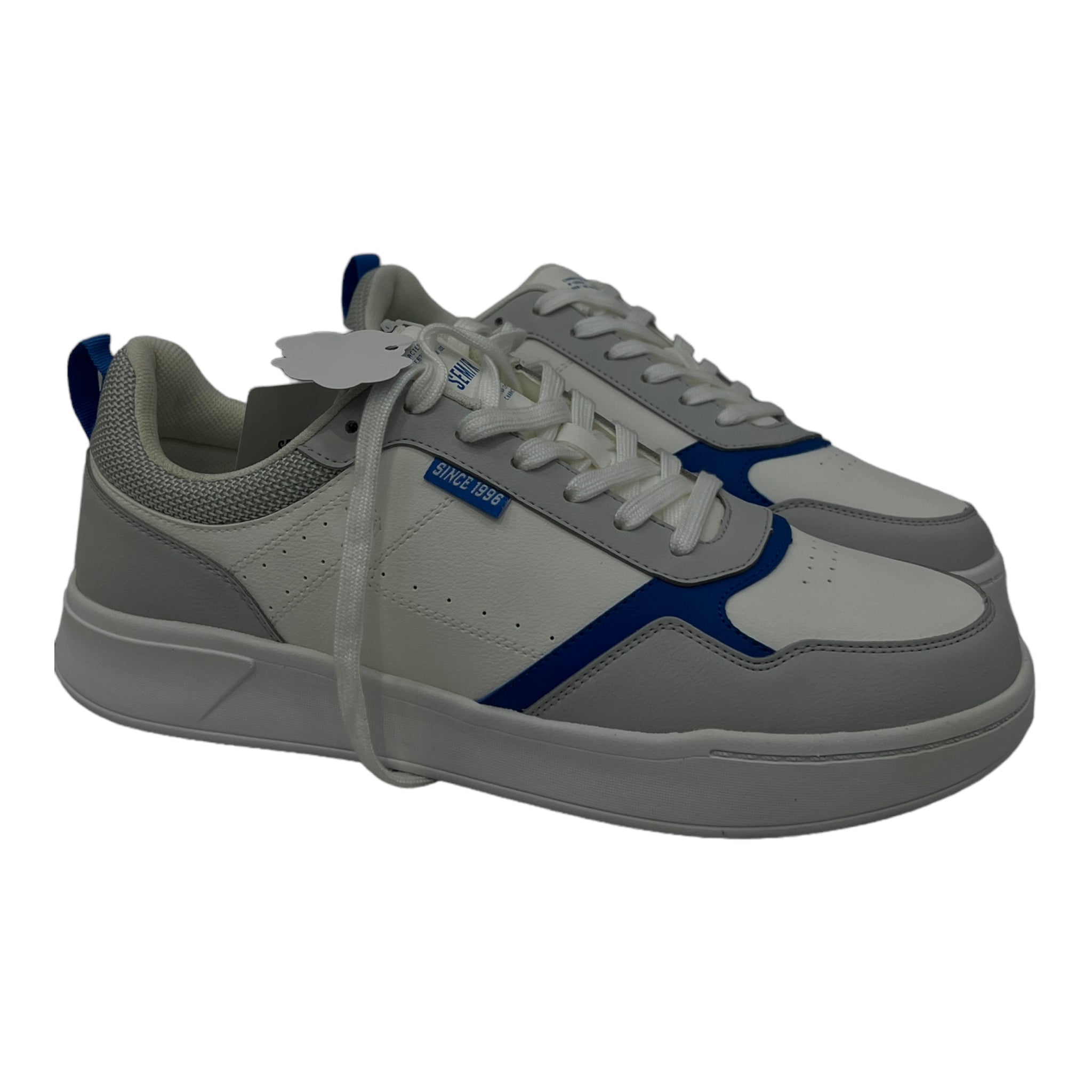 SEMIR UNISEX SNEAKERS WITH BLUE TAPPINGS IN LIGHT GREY
