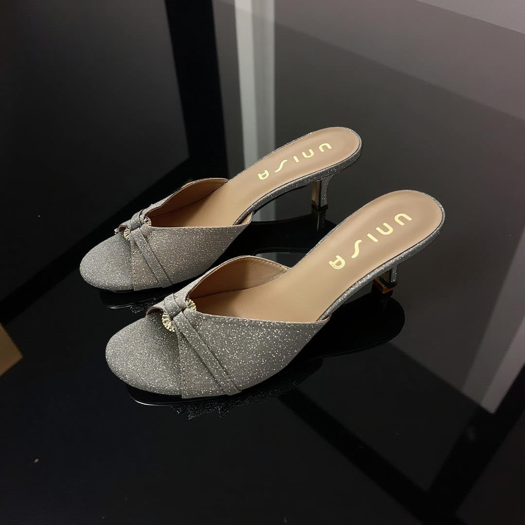 Unisa Shimmer Low Heel Mule in Light Gold
