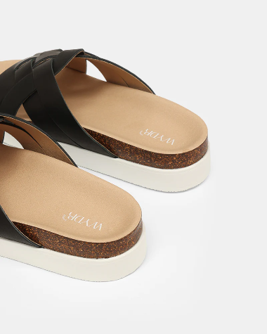 Wydr Studios Cross Strap Slide in Black