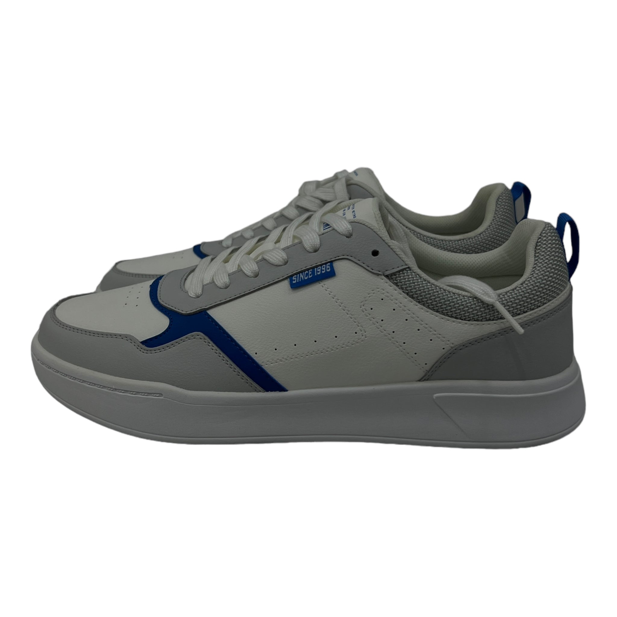 SEMIR UNISEX SNEAKERS WITH BLUE TAPPINGS IN LIGHT GREY