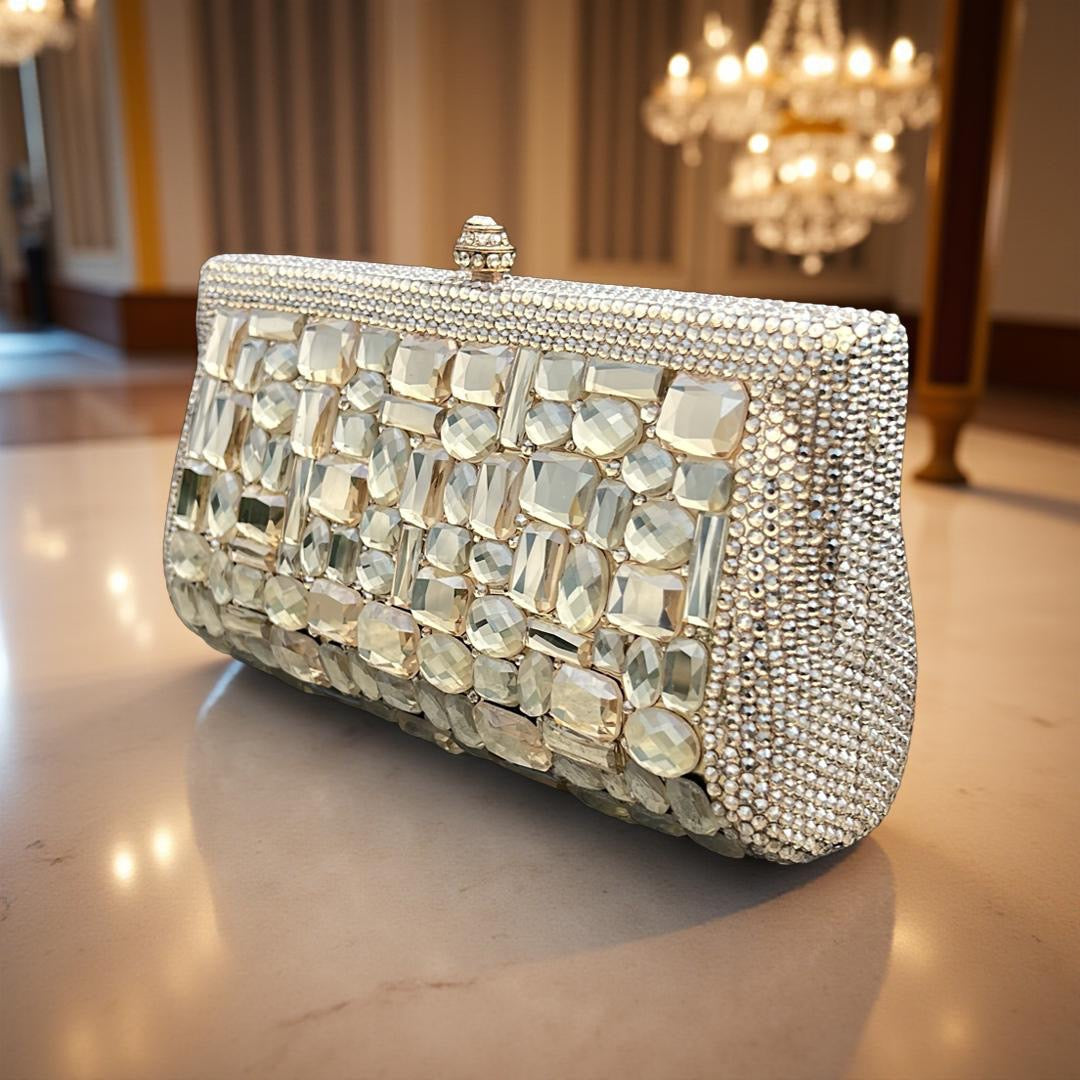 Venice Swarovski Clutch Party Purse in Gold