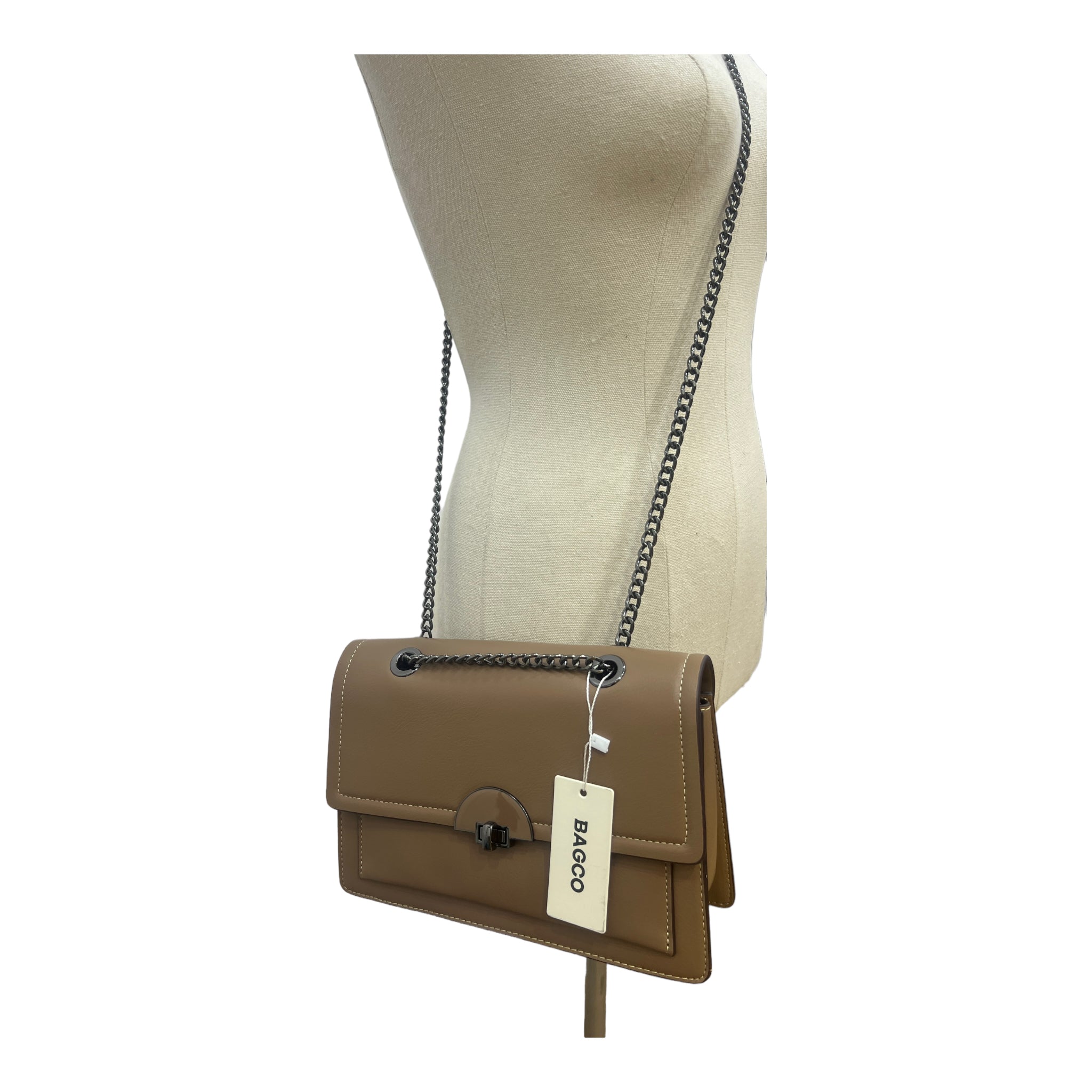 BAGCO MINI STRUCTURED SLINGBAG IN BEIGE