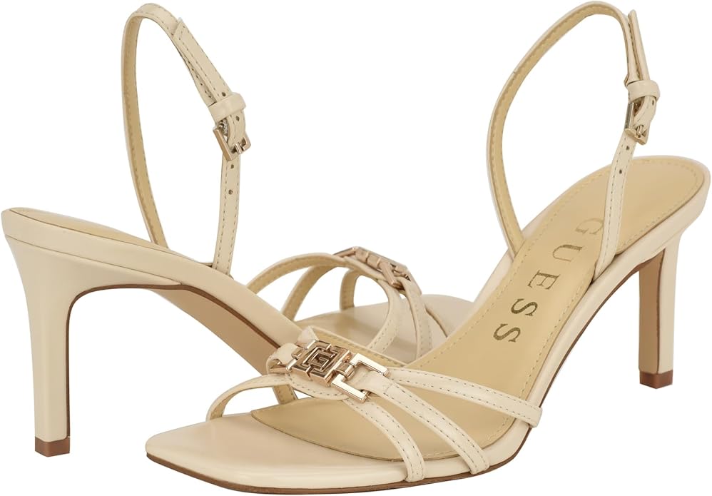 Guess Strappy Heeled Sandal in Beige