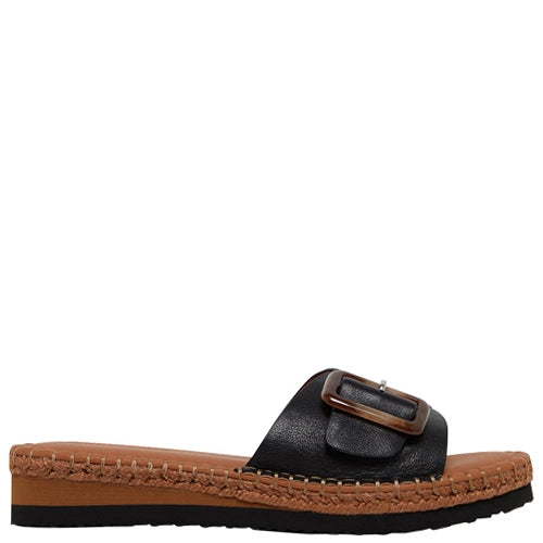 HUSH PUPPIES BLACK BUCKLE SLIDE