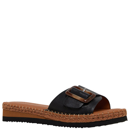 HUSH PUPPIES BLACK BUCKLE SLIDE