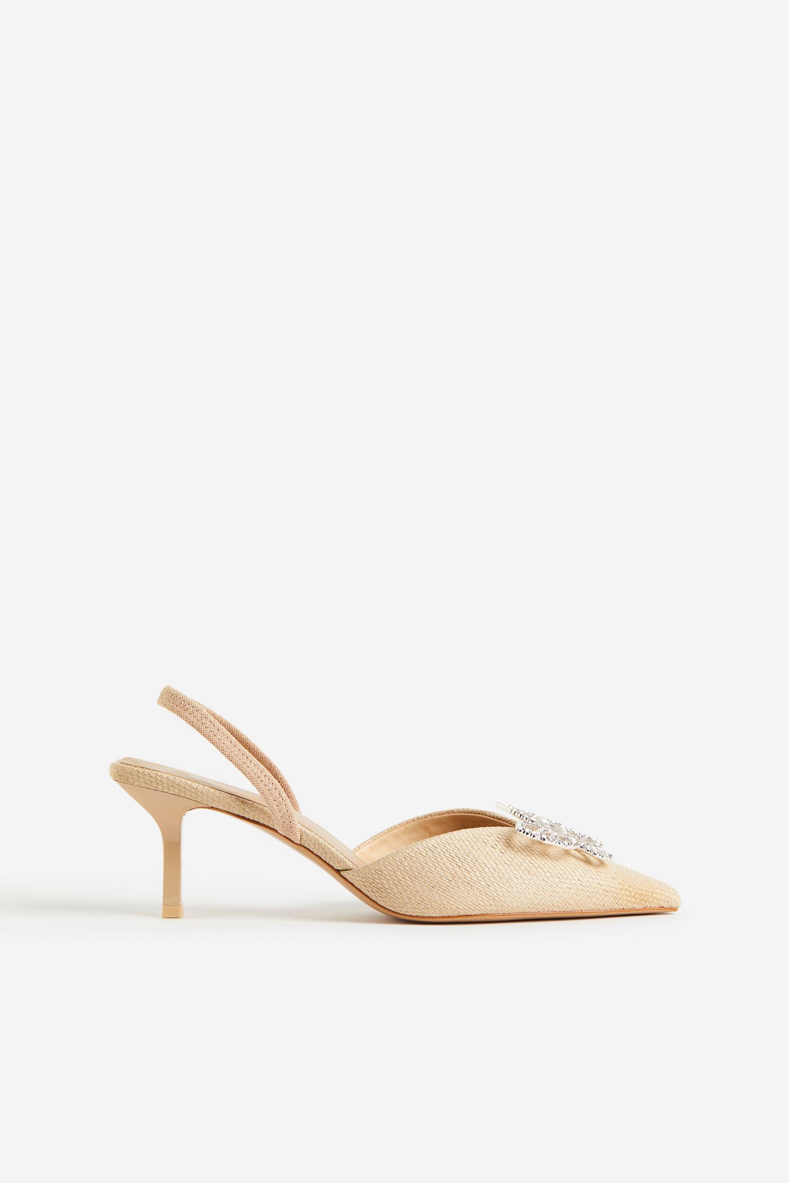 H & M BEIGE BUTTERFLY-DETAIL SLINGBACKS