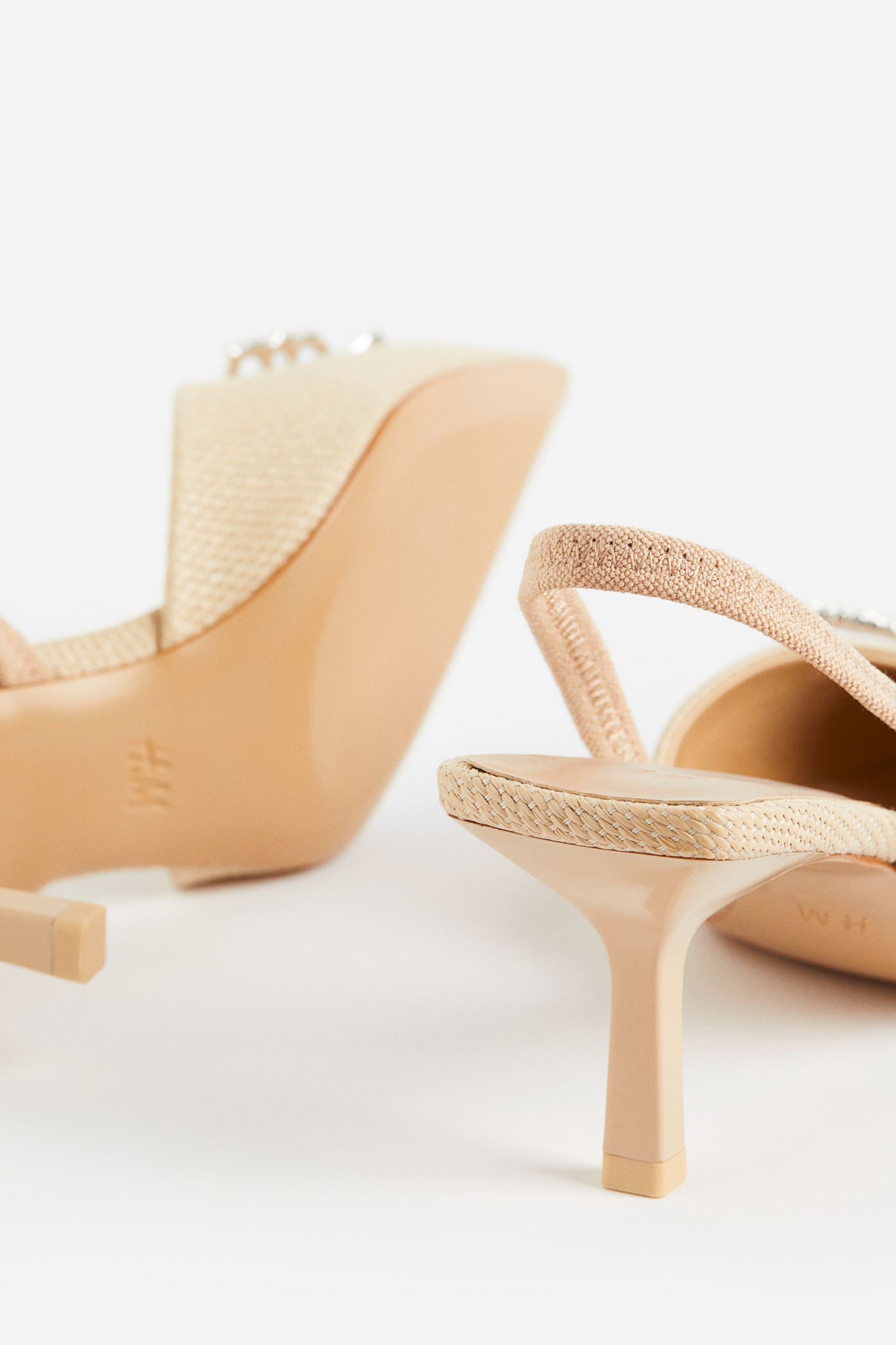 H & M BEIGE BUTTERFLY-DETAIL SLINGBACKS