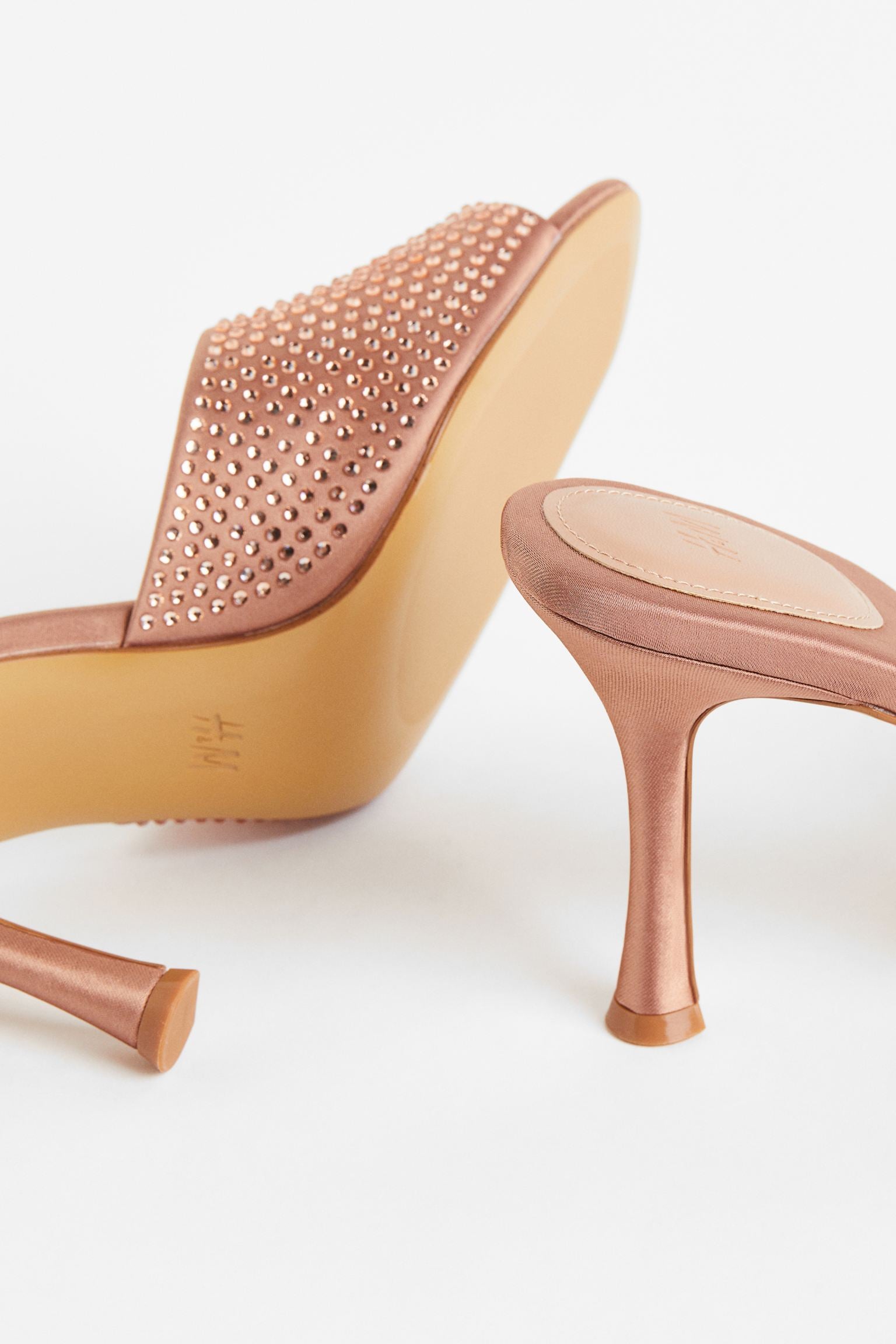 H & M BEIGE RHINESTONE EMBELLISHED MULE
