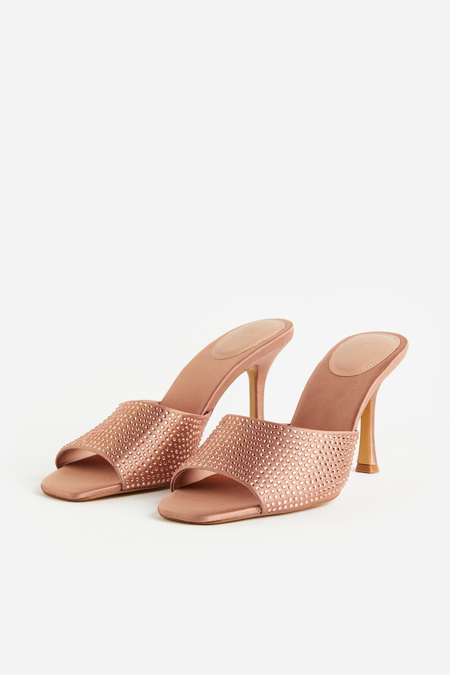 H & M BEIGE RHINESTONE EMBELLISHED MULE
