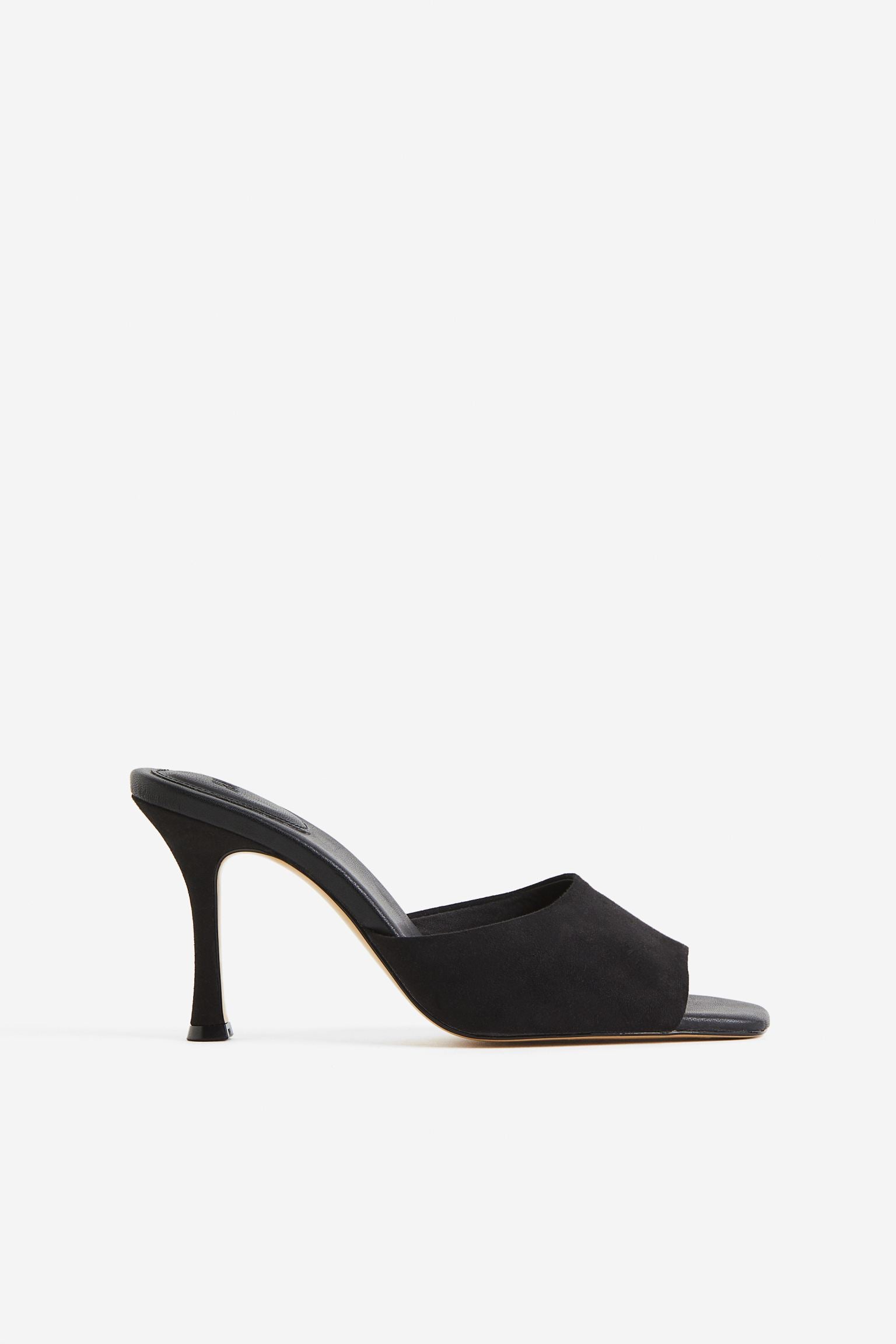 H & M BLACK SUEDE HEELED MULE