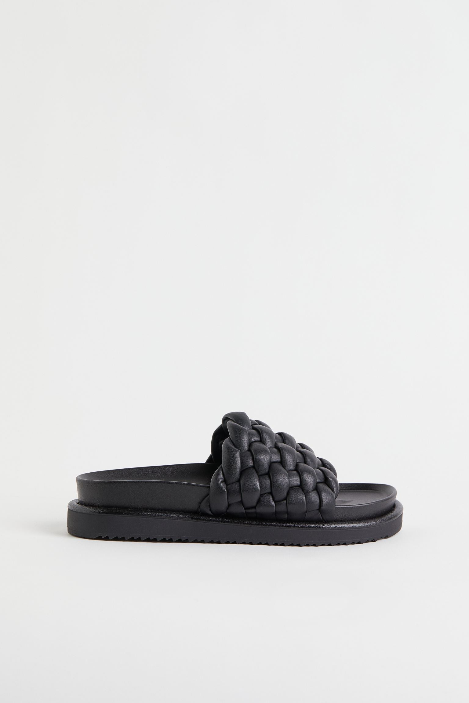 H & M BLACK WOVEN STRAP SLIDE