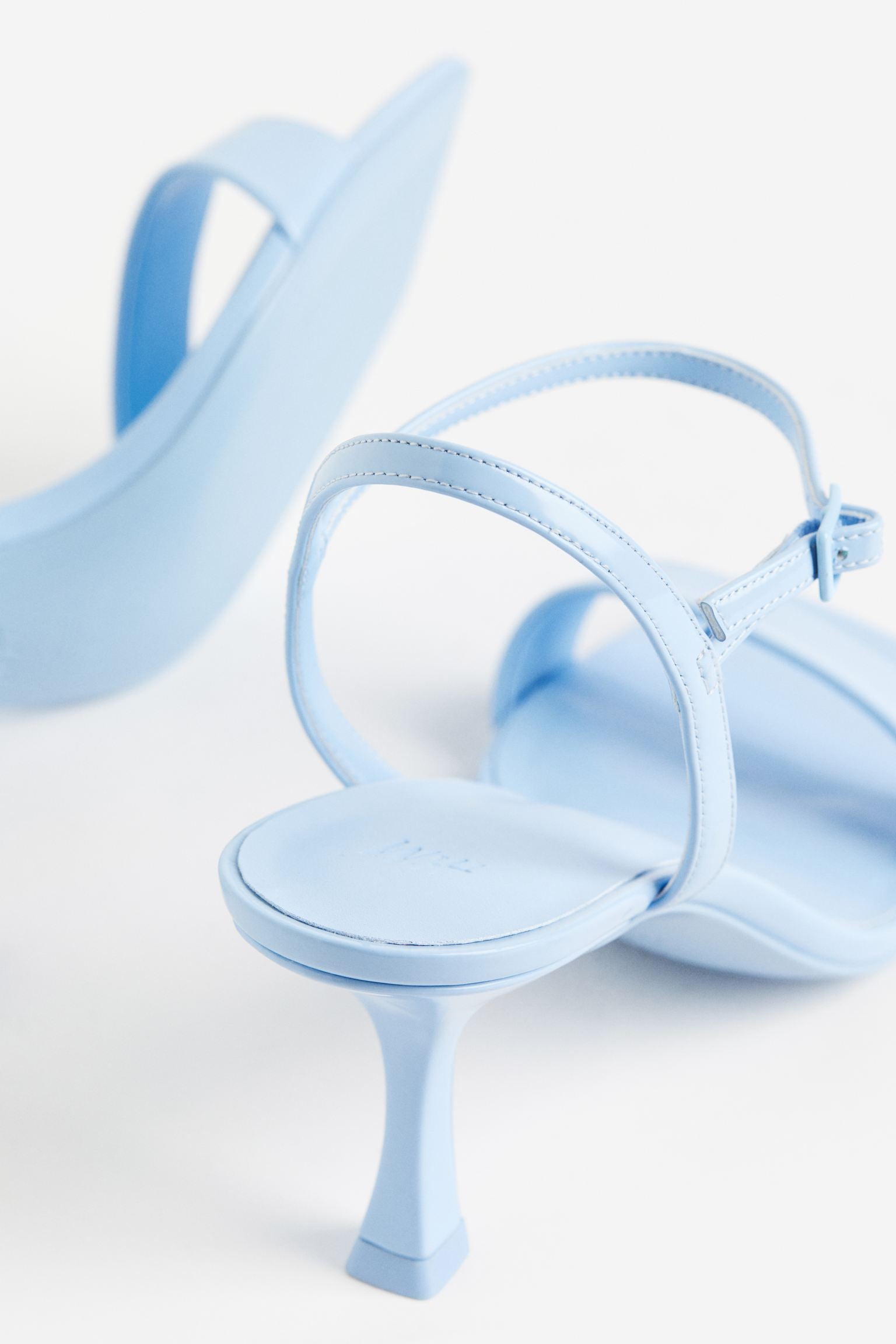 H & M BLUE BARELY THERE HEELED SANDAL
