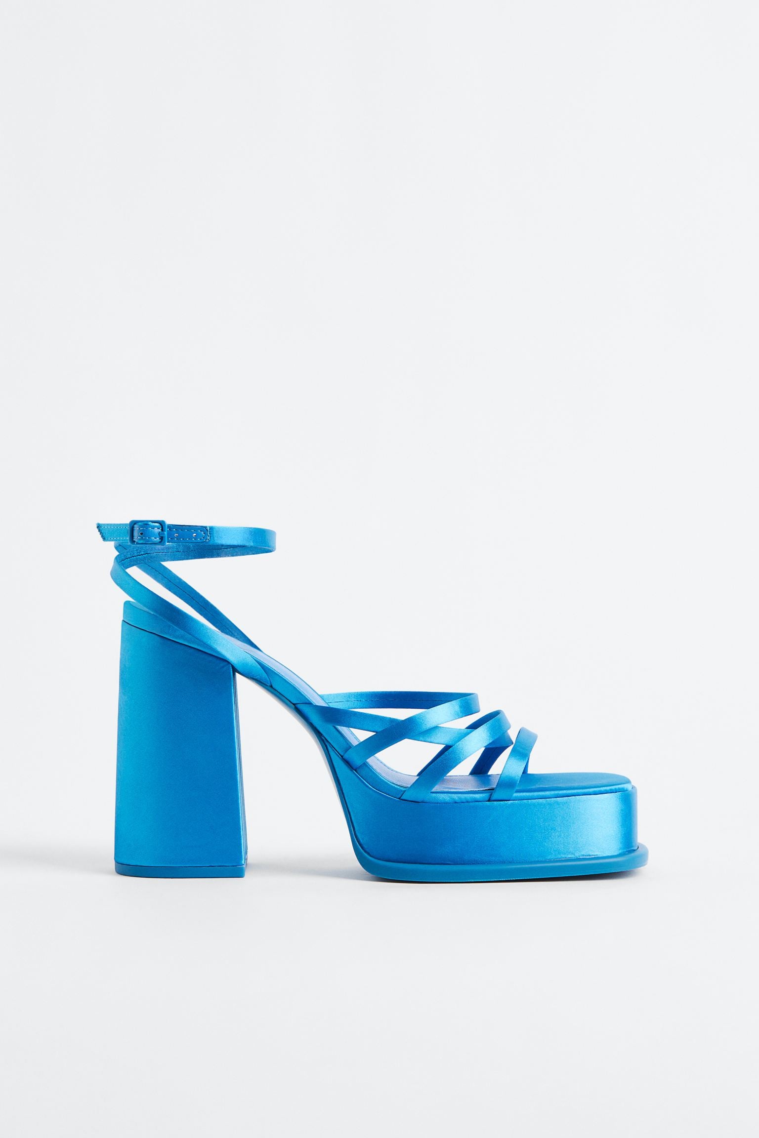 H & M BLUE PLATFORM BLOCK HEEL SANDAL