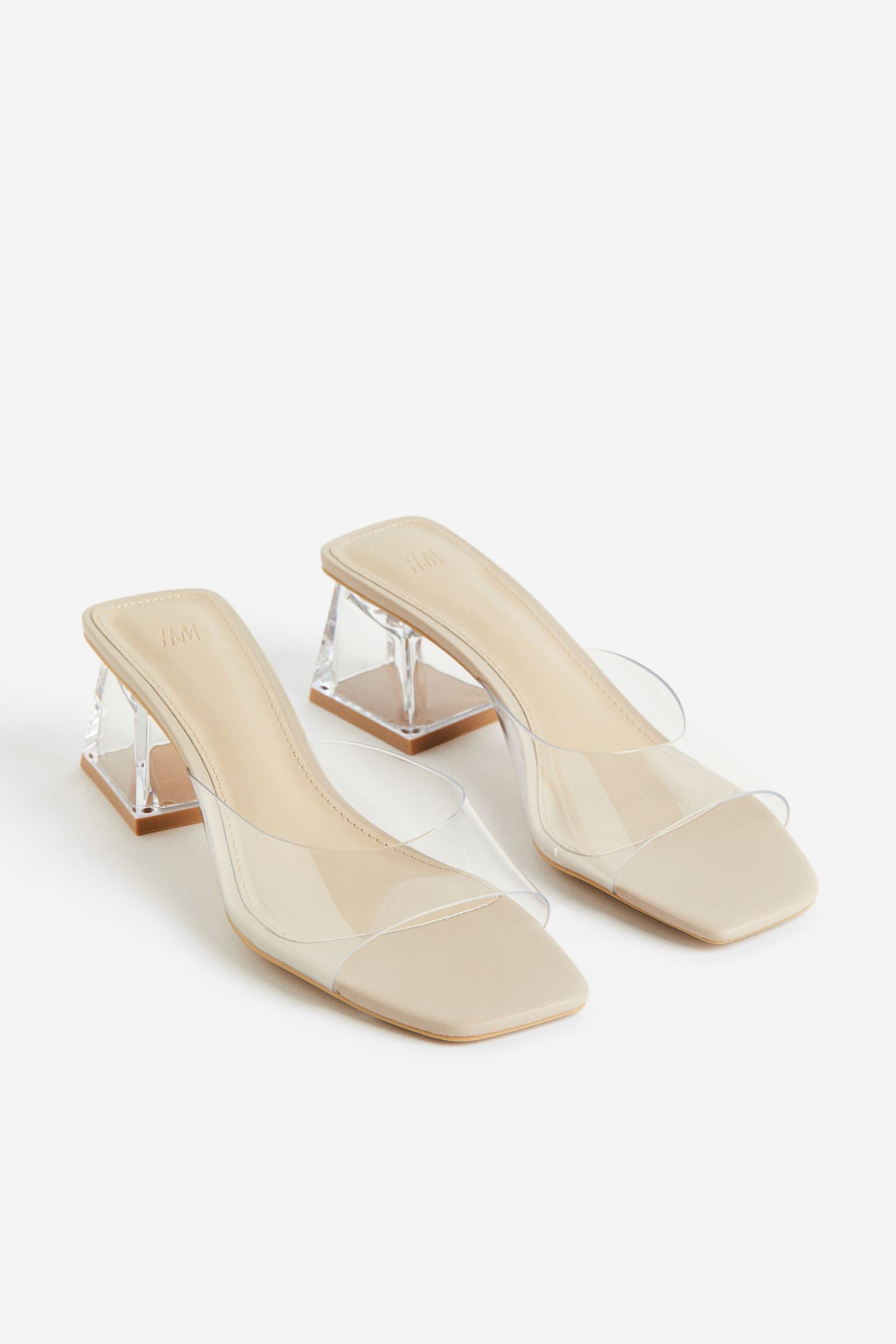 H & M CLEAR VINYL METHACRYLATE BLOCK HEEL