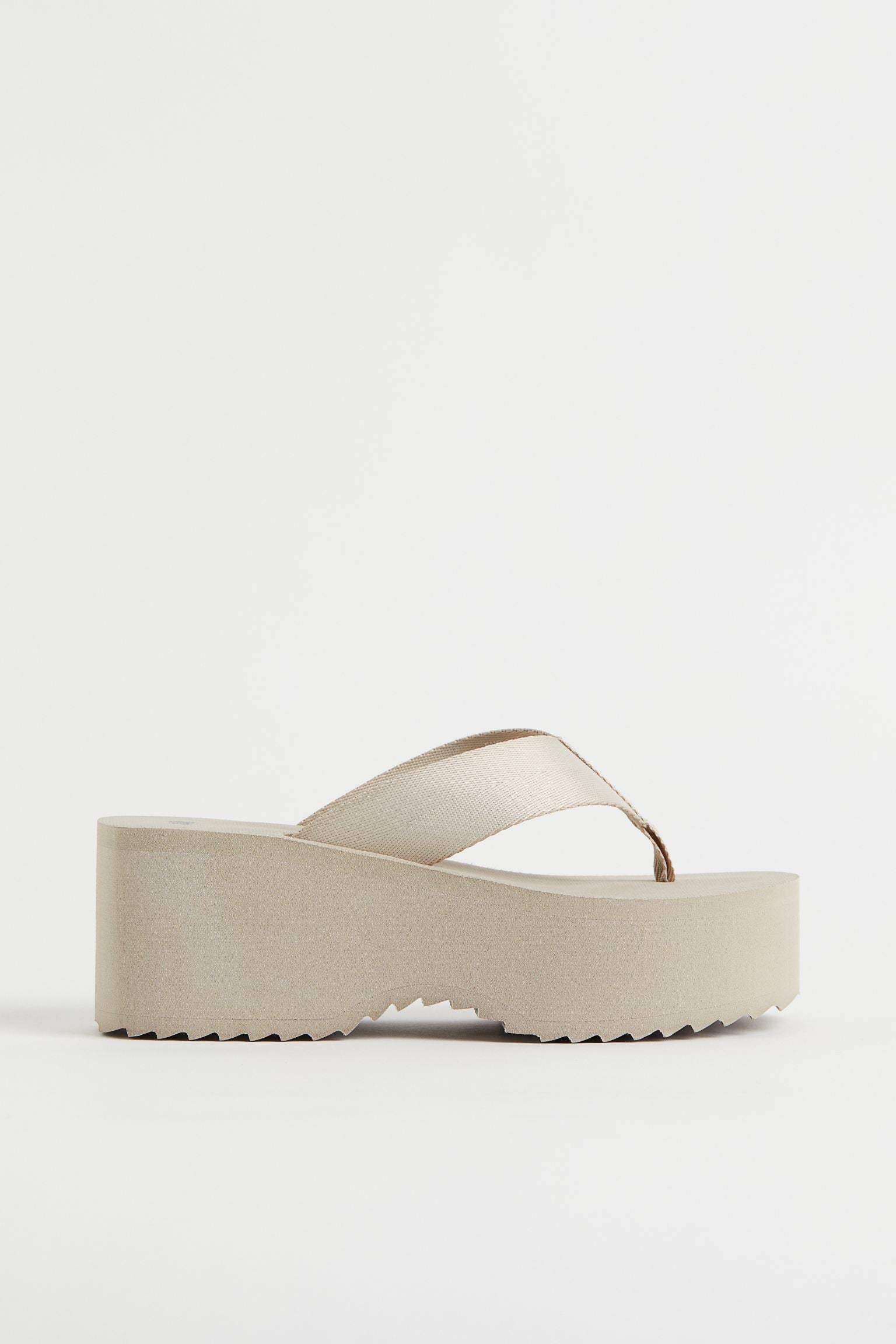 H & M GREIGE PLATFORM FLIP-FLOPS