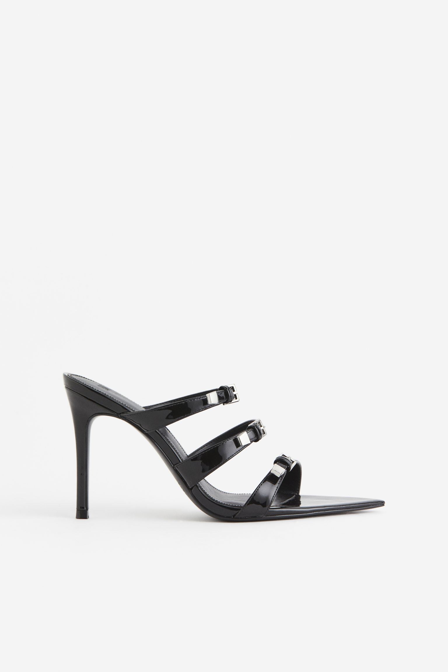 H & M STRAPPY BUCKLE DETAIL MULE IN BLACK