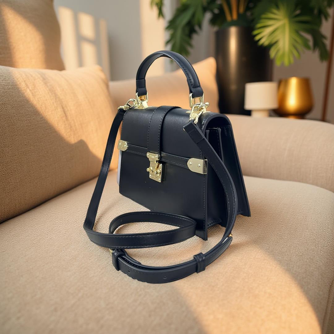 Versse Structured Top Handle Mini Bag in Wine in Black