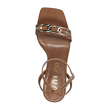 UNISA BROWN CHAIN DETAIL HEELED SANDAL