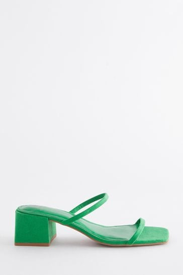 NEXT GREEN DOUBLE STRAP BLOCK HEEL SANDAL