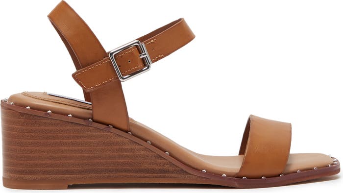 STEVE MADDEN BROWN WEDGE MICRO STUD DETAIL SANDAL