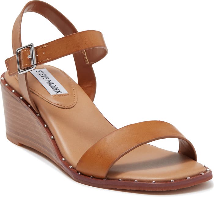 STEVE MADDEN BROWN WEDGE MICRO STUD DETAIL SANDAL