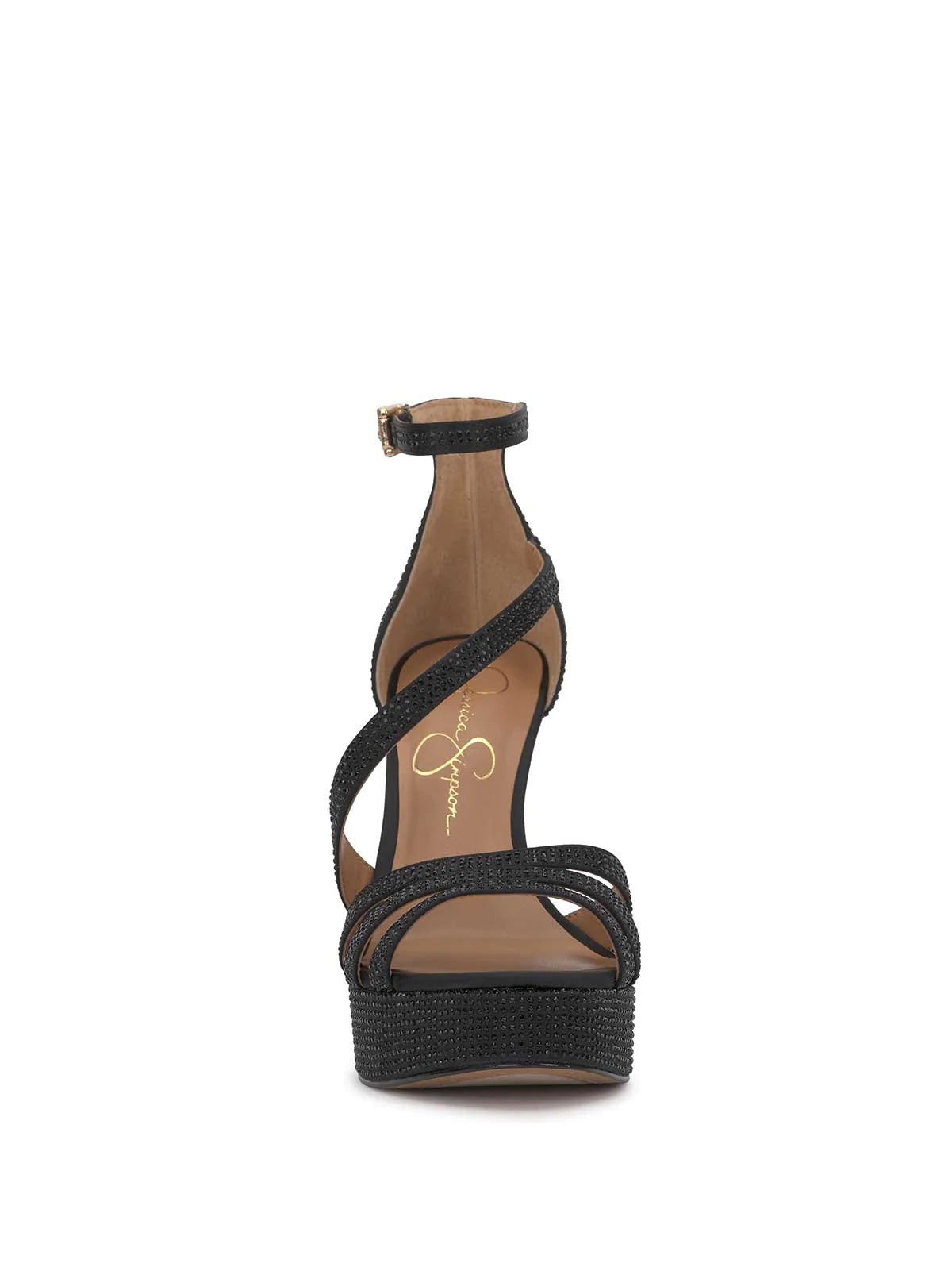 JESSICA SIMPSON EMBELLISHED PLATFORM STILETTO SANDAL IN BLACK