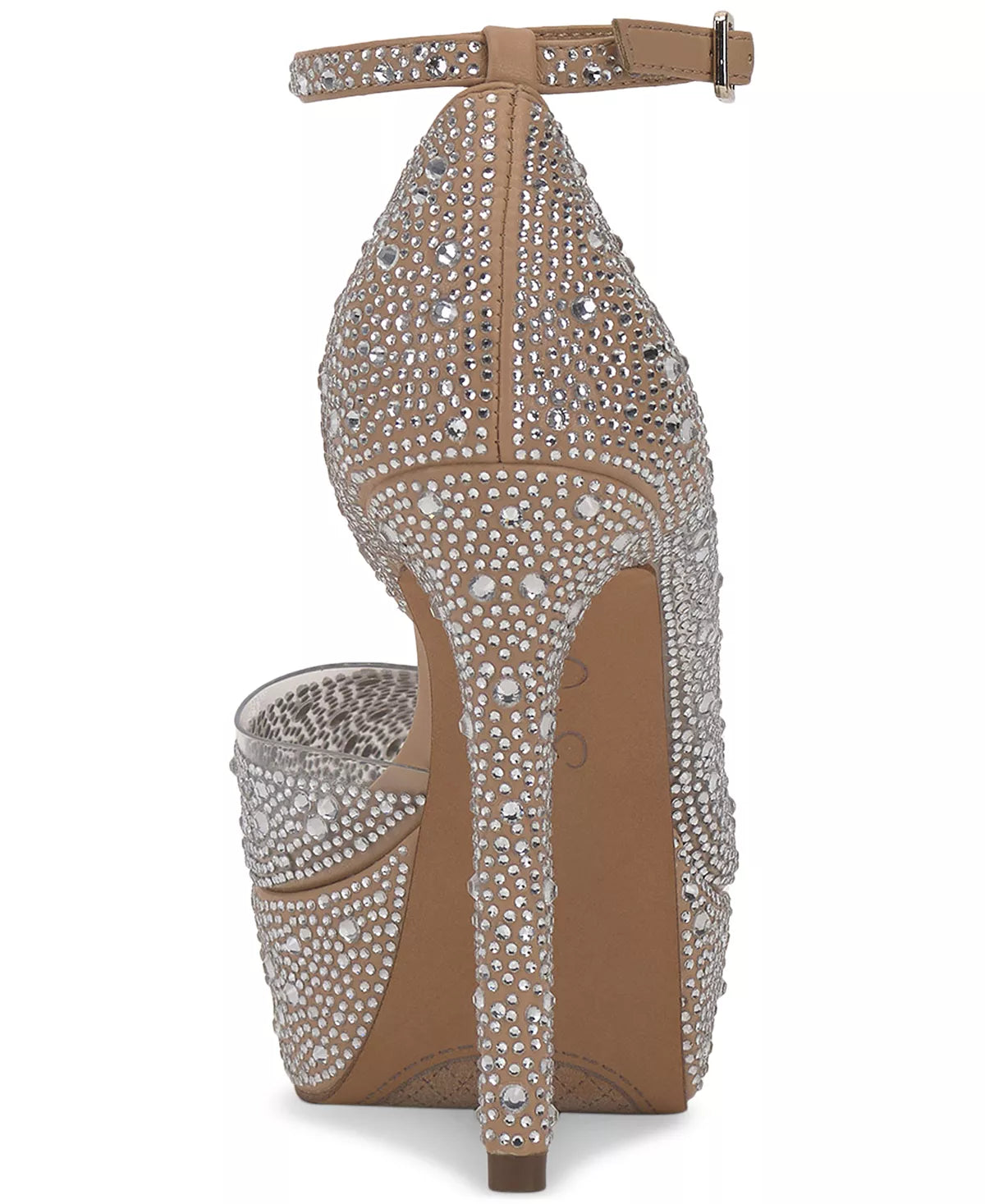 JESSICA SIMPSON NUDE VINYL EMBELLISHED D'ORSAY PLATFORM HEELS