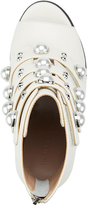 KARL LAGERFELD OFF-WHITE ZIP BOOTIES