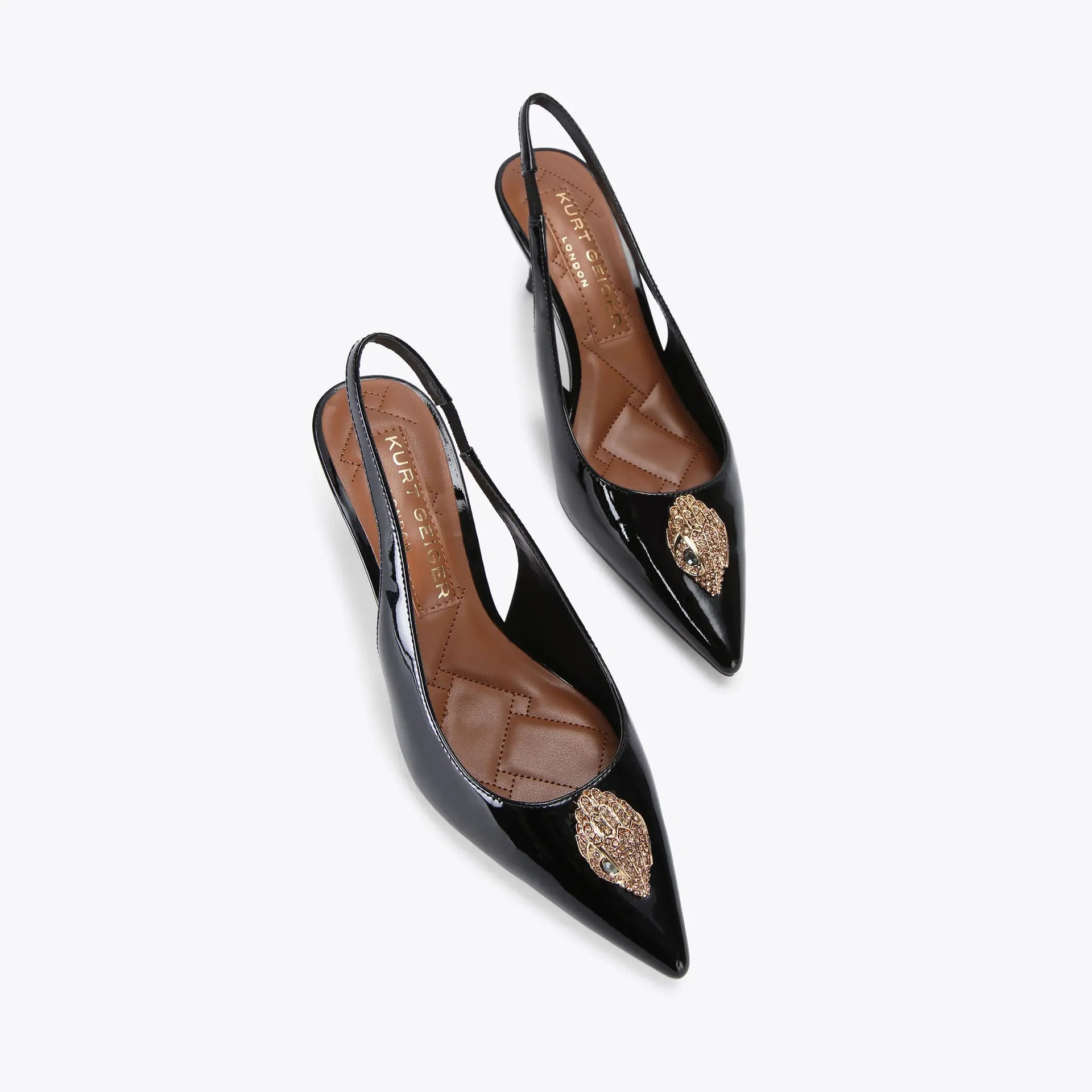 Kurt Geiger Patent Leather Slingback Heels in Black
