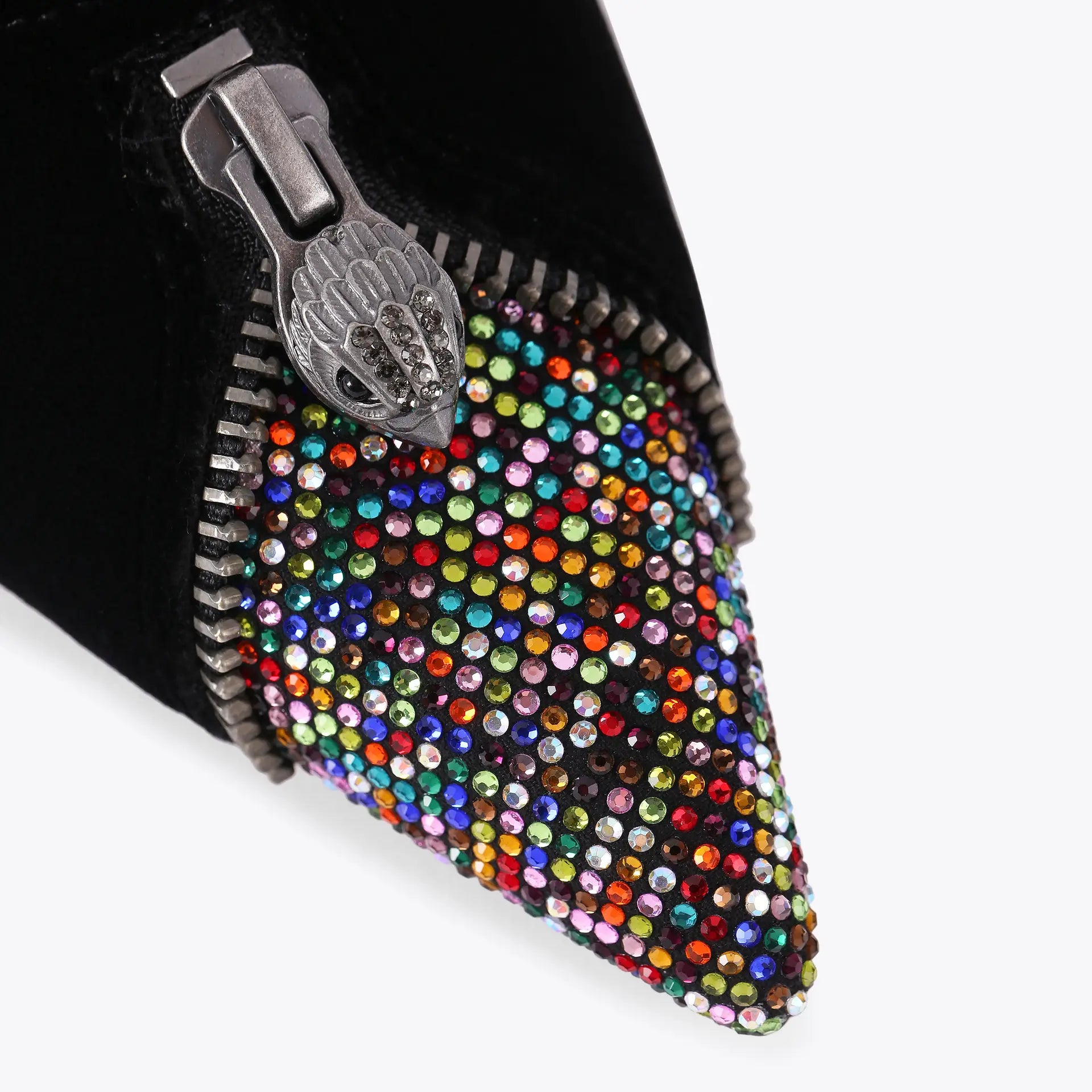 Kurt Geiger Velvet Zip Court Heel With Multi Toe in Black