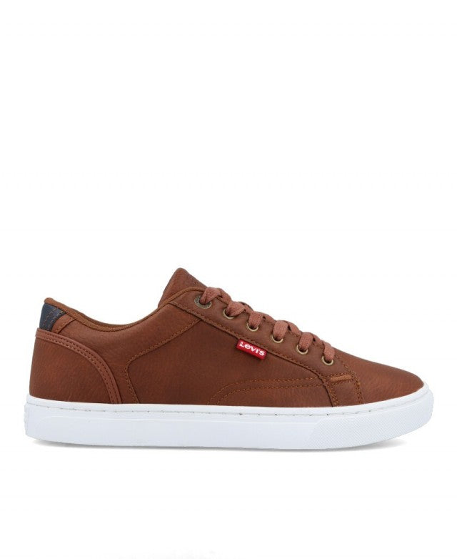 LEVI's FLAT SOLE LACE-UP UNISEX SNEAKERS IN BROWN