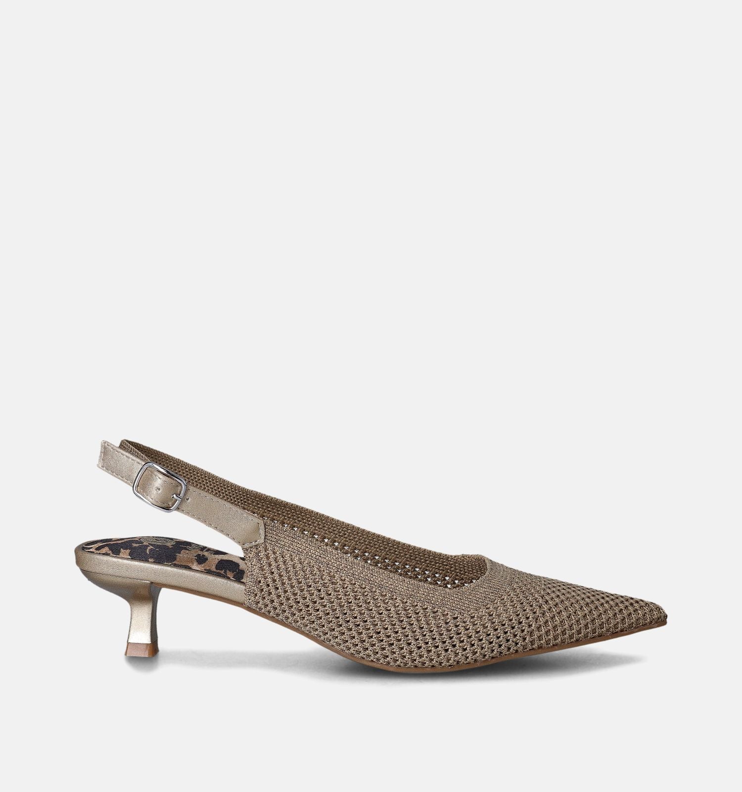 La Strada Breathable Pointed Toe Slingback Kitten Heels in Brown