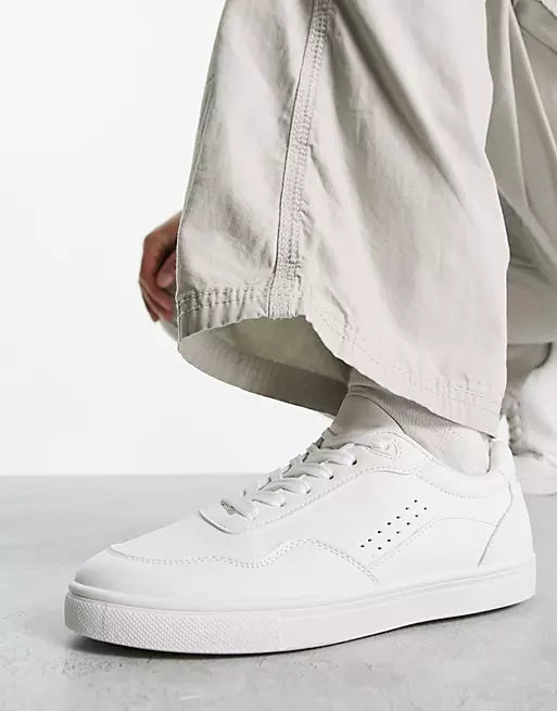 LONDON REBEL WHITE PANELLED LACE-UP SNEAKERS