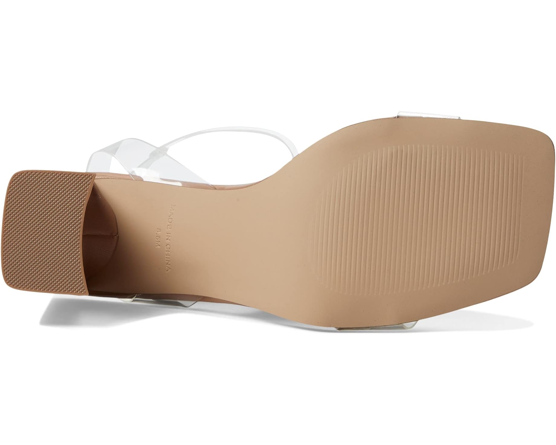 MADDEN GIRL NUDE VINYL STRAP BLOCK HEEL SANDAL