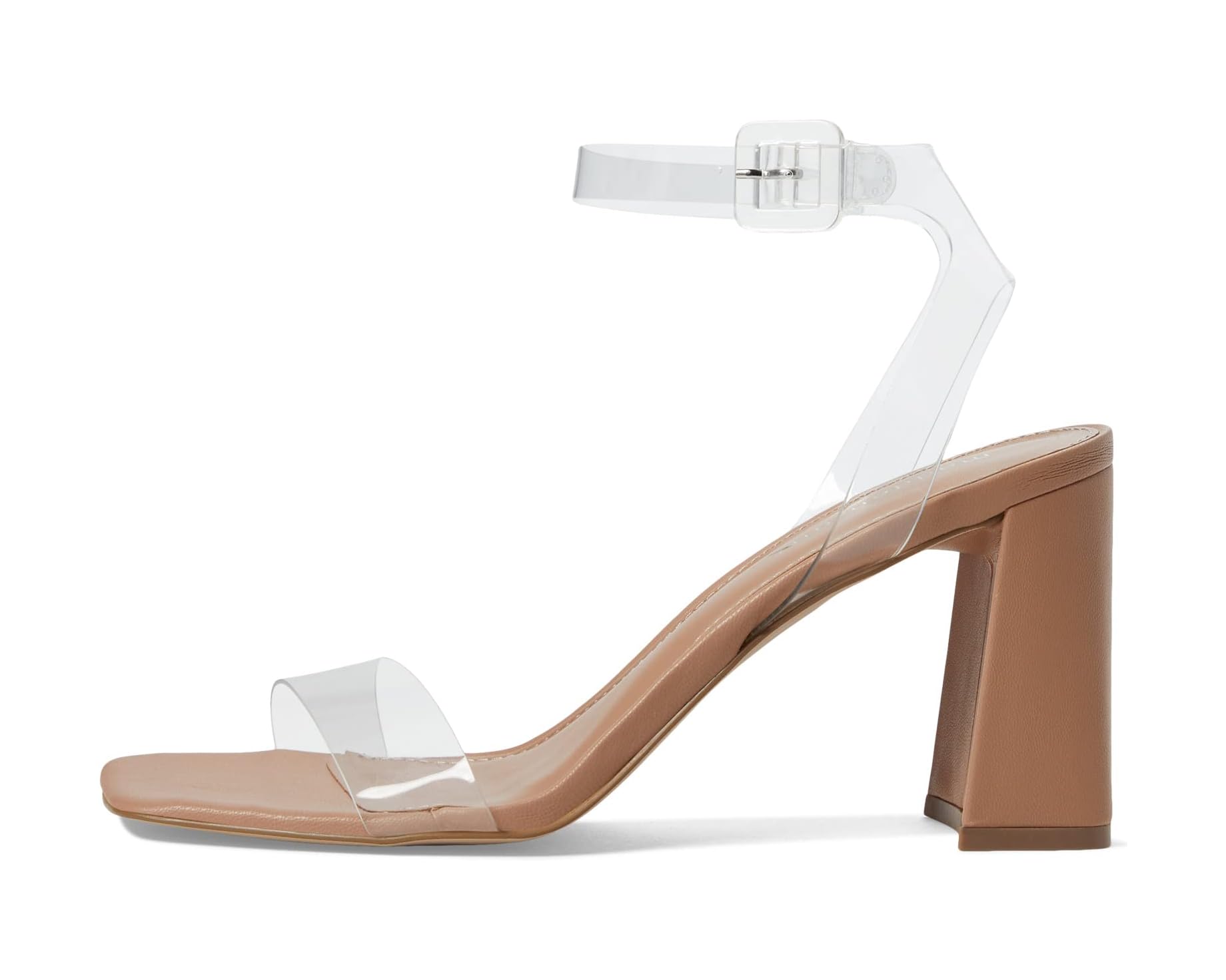 MADDEN GIRL NUDE VINYL STRAP BLOCK HEEL SANDAL