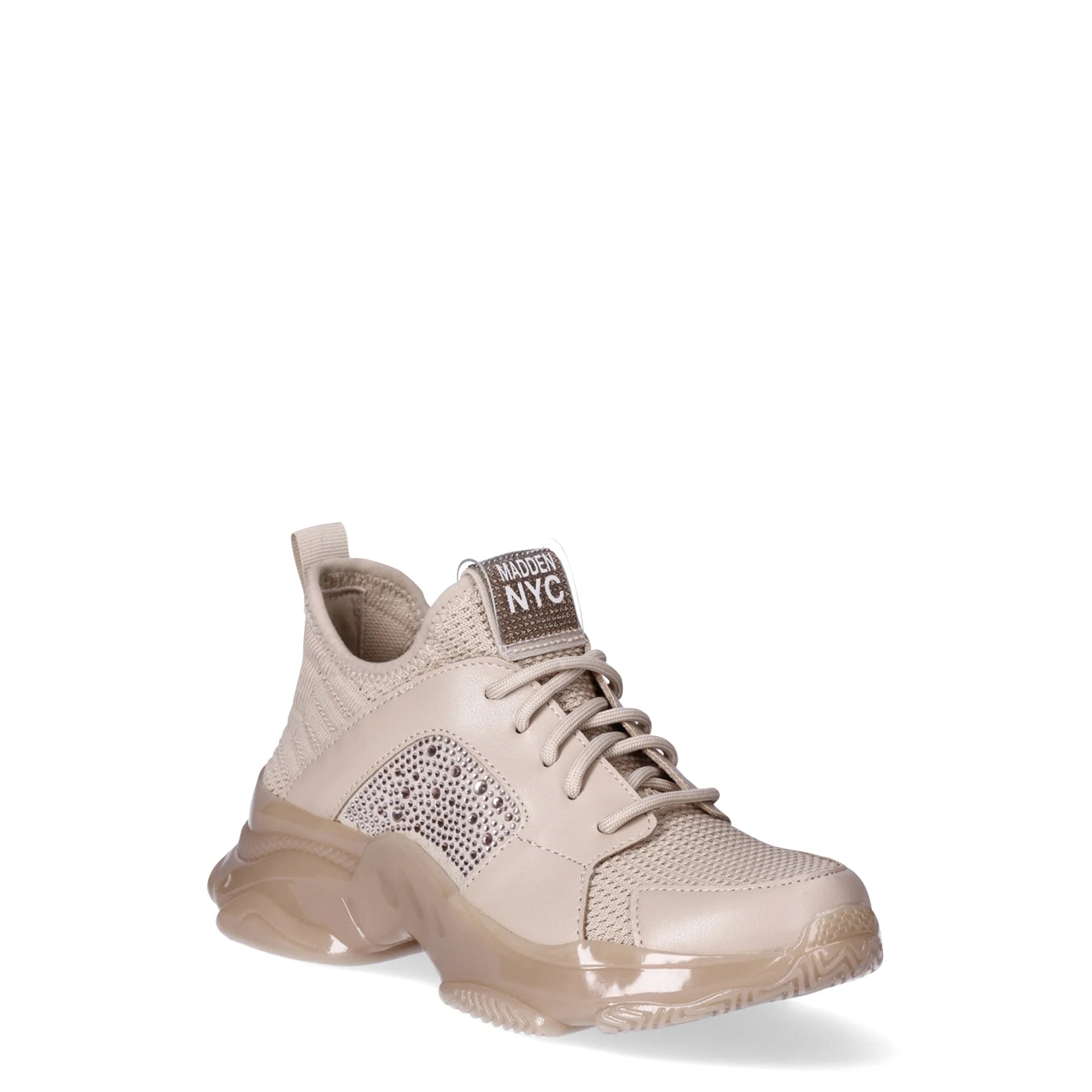 MADDEN NYC EMBELLISHED SNEAKERS IN NUDE
