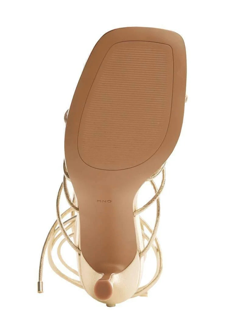MANGO GOLD MULTI STRAP HEELED SANDAL