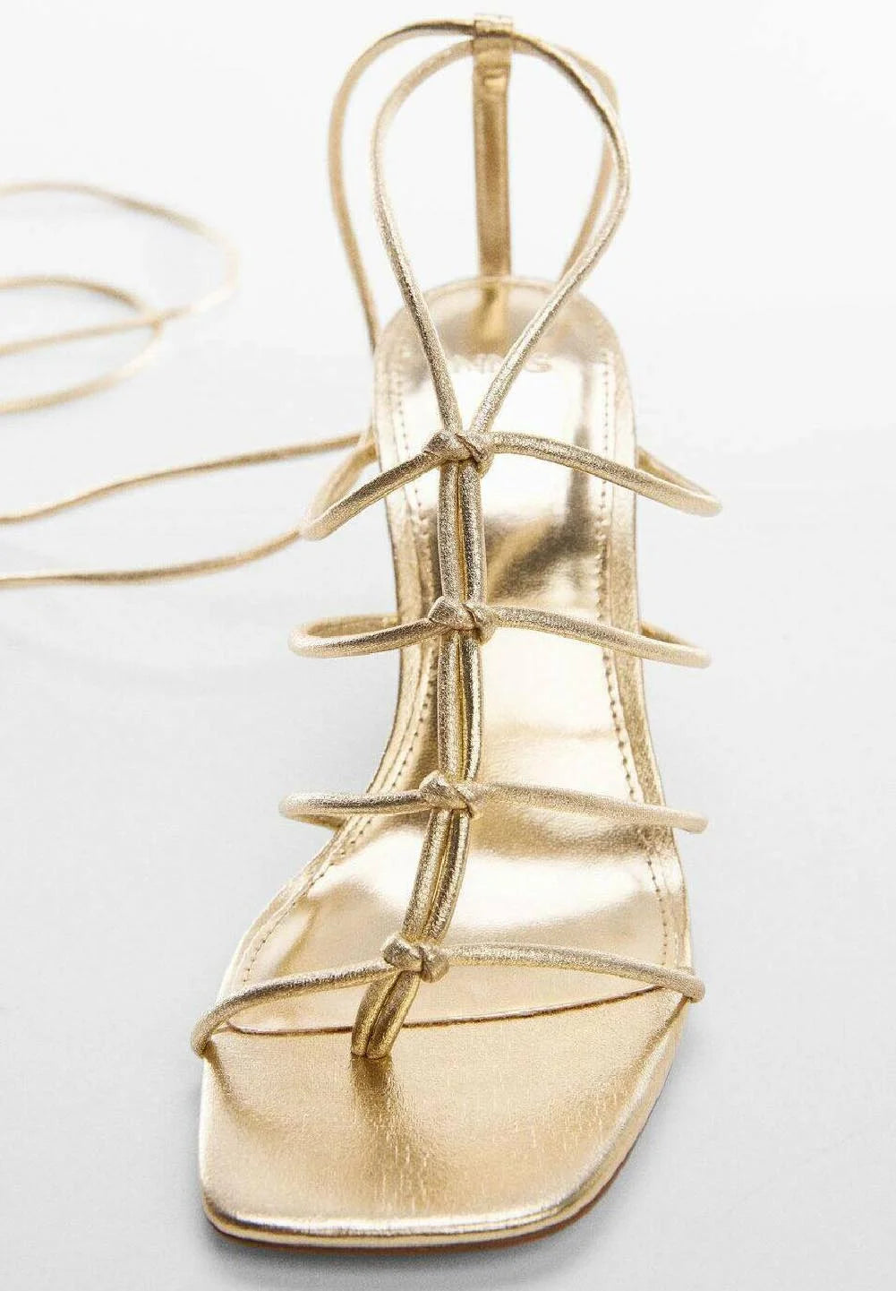 MANGO GOLD MULTI STRAP HEELED SANDAL
