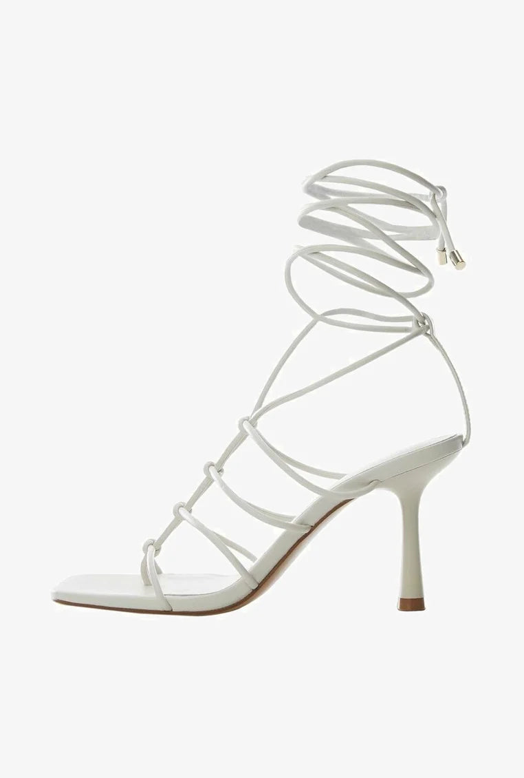 MANGO LIGHT GREY MULTI STRAP HEELED SANDAL