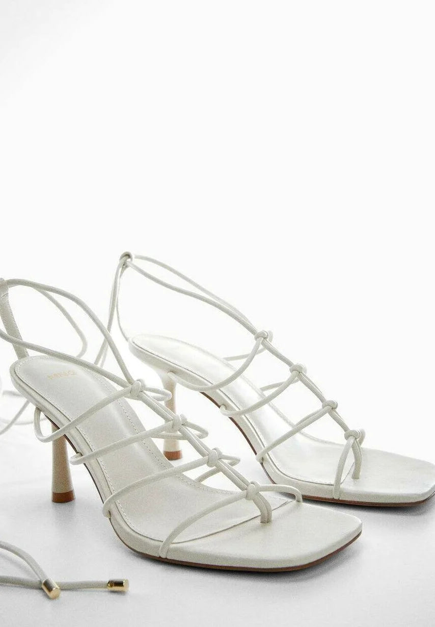 MANGO LIGHT GREY MULTI STRAP HEELED SANDAL