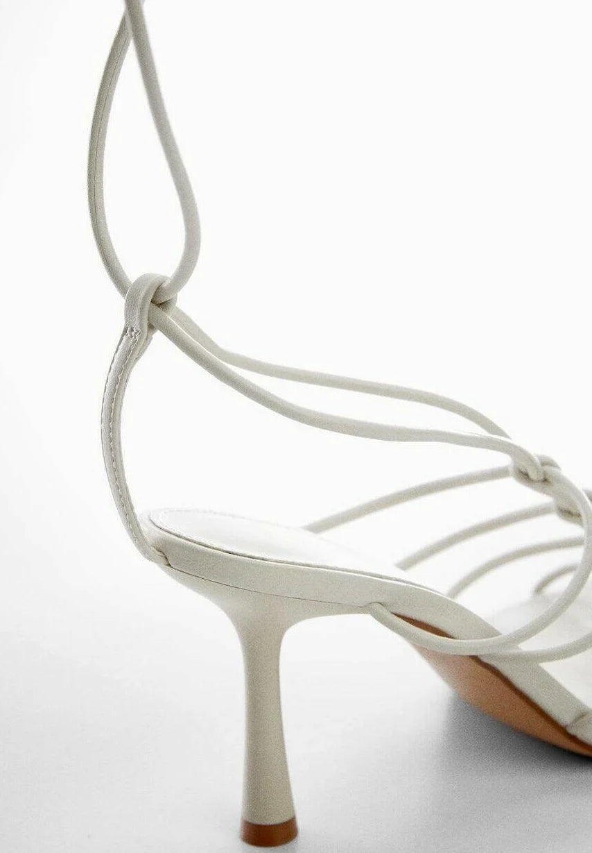 MANGO LIGHT GREY MULTI STRAP HEELED SANDAL