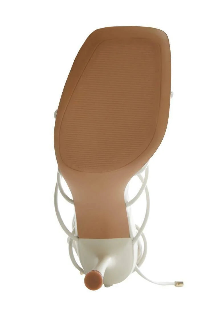 MANGO LIGHT GREY MULTI STRAP HEELED SANDAL