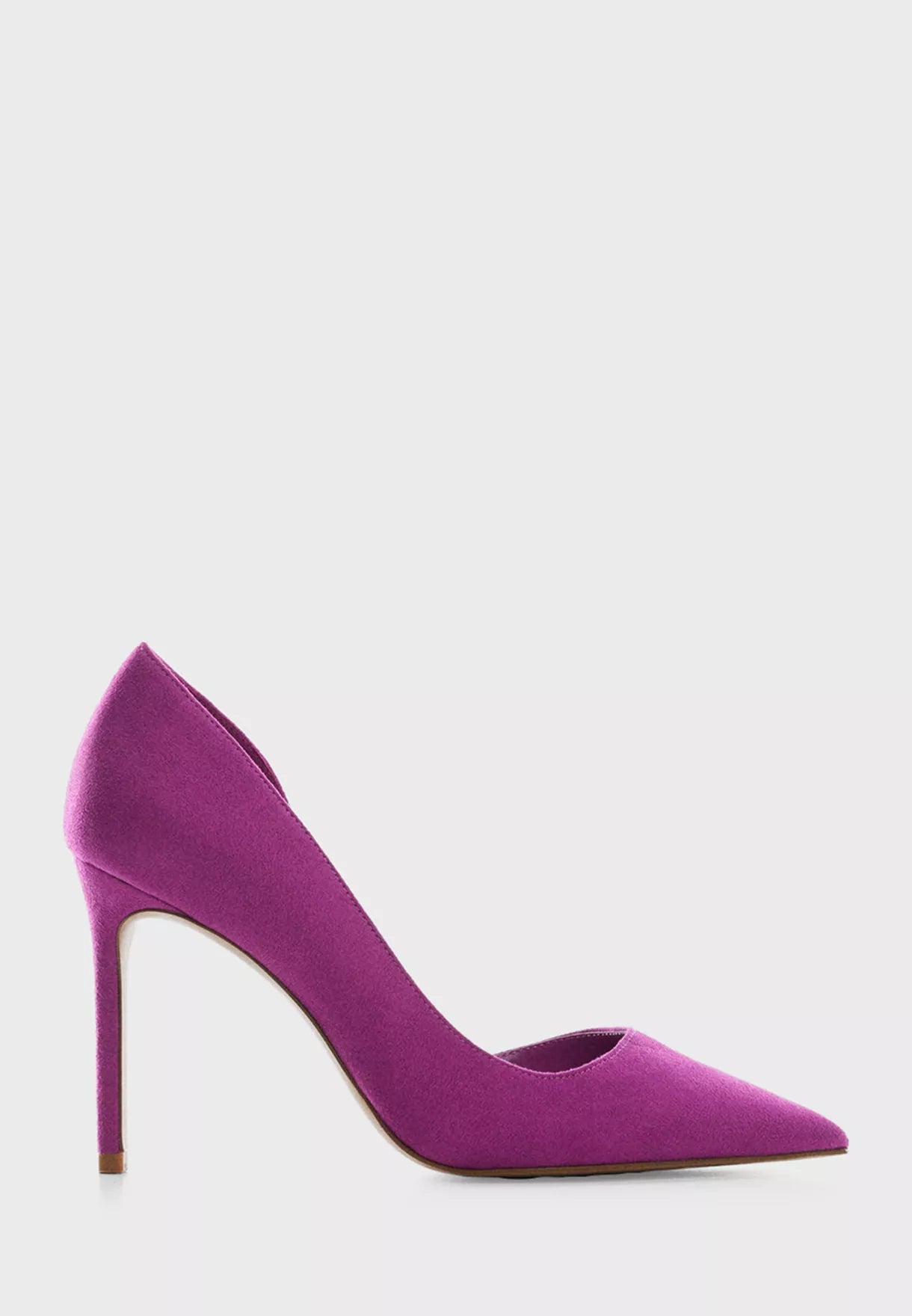 MANGO PURPLE ASYMMETRIC POINTED TOE HEELS