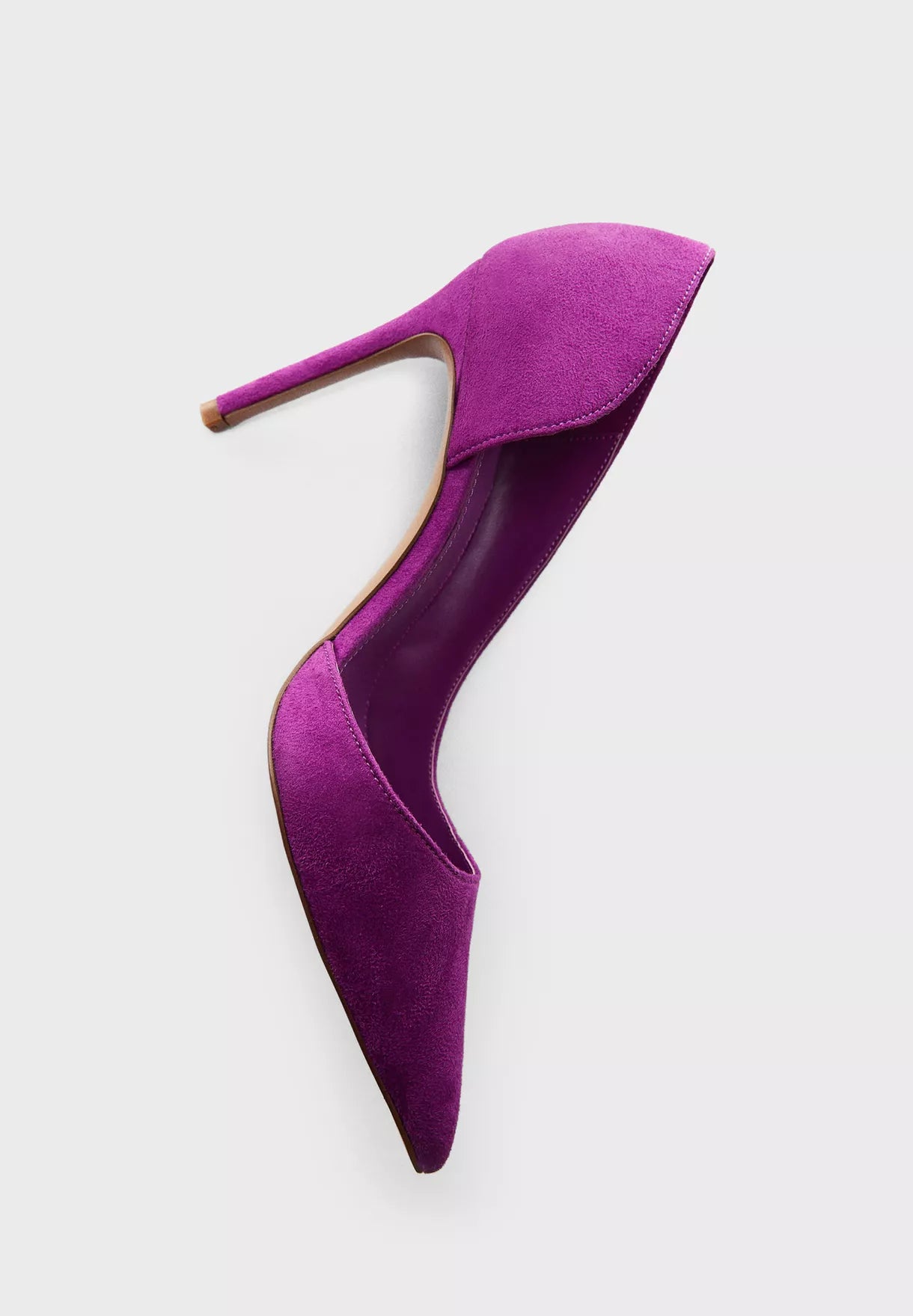 MANGO PURPLE ASYMMETRIC POINTED TOE HEELS