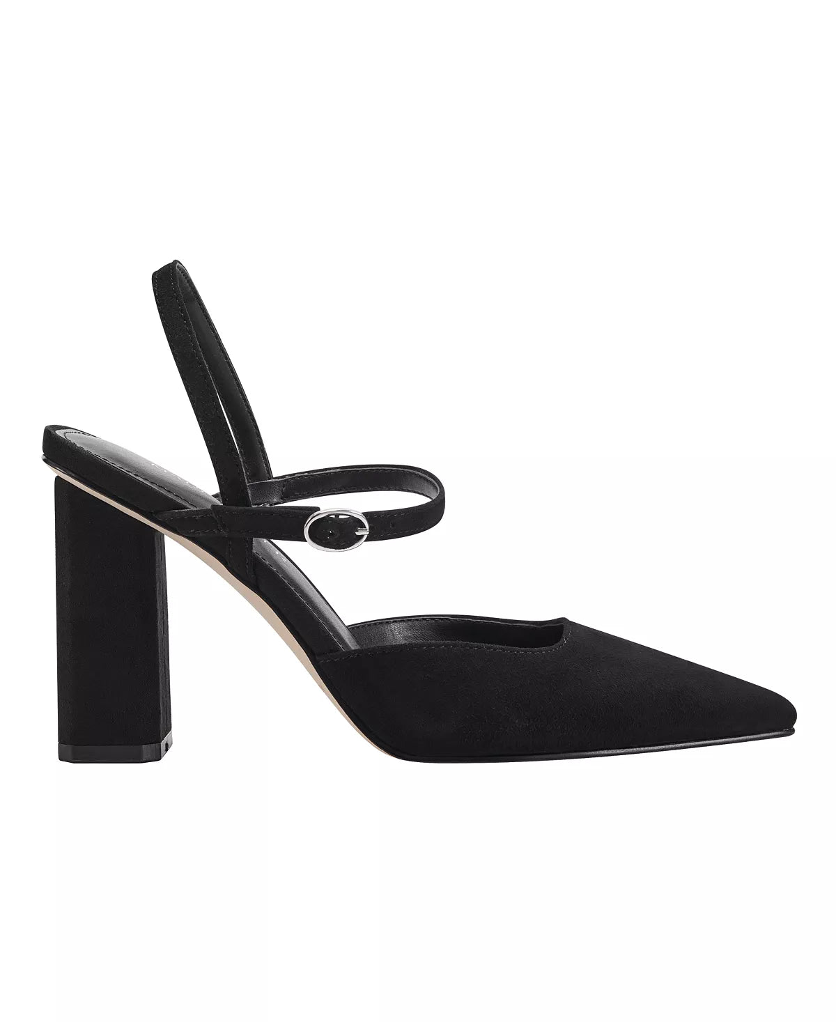 MARC FISHER POINTED TOE BLOCK HEEL PUMP IN BLACK