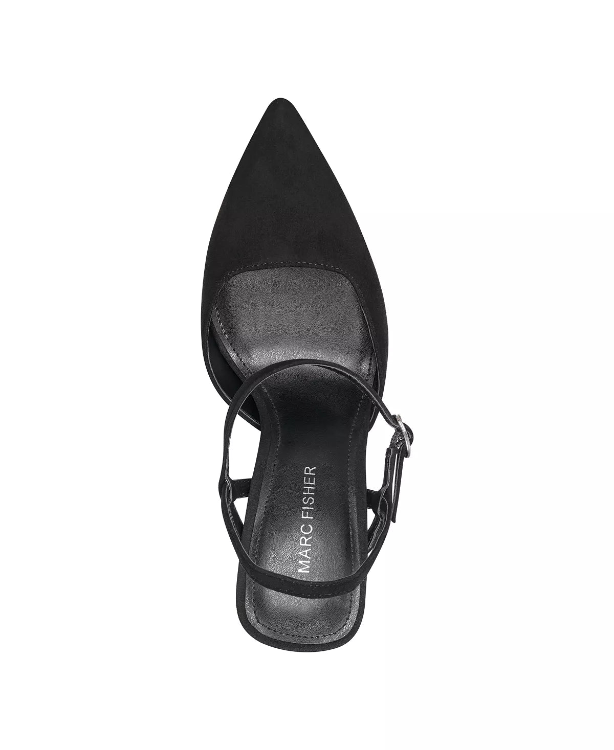 MARC FISHER POINTED TOE BLOCK HEEL PUMP IN BLACK
